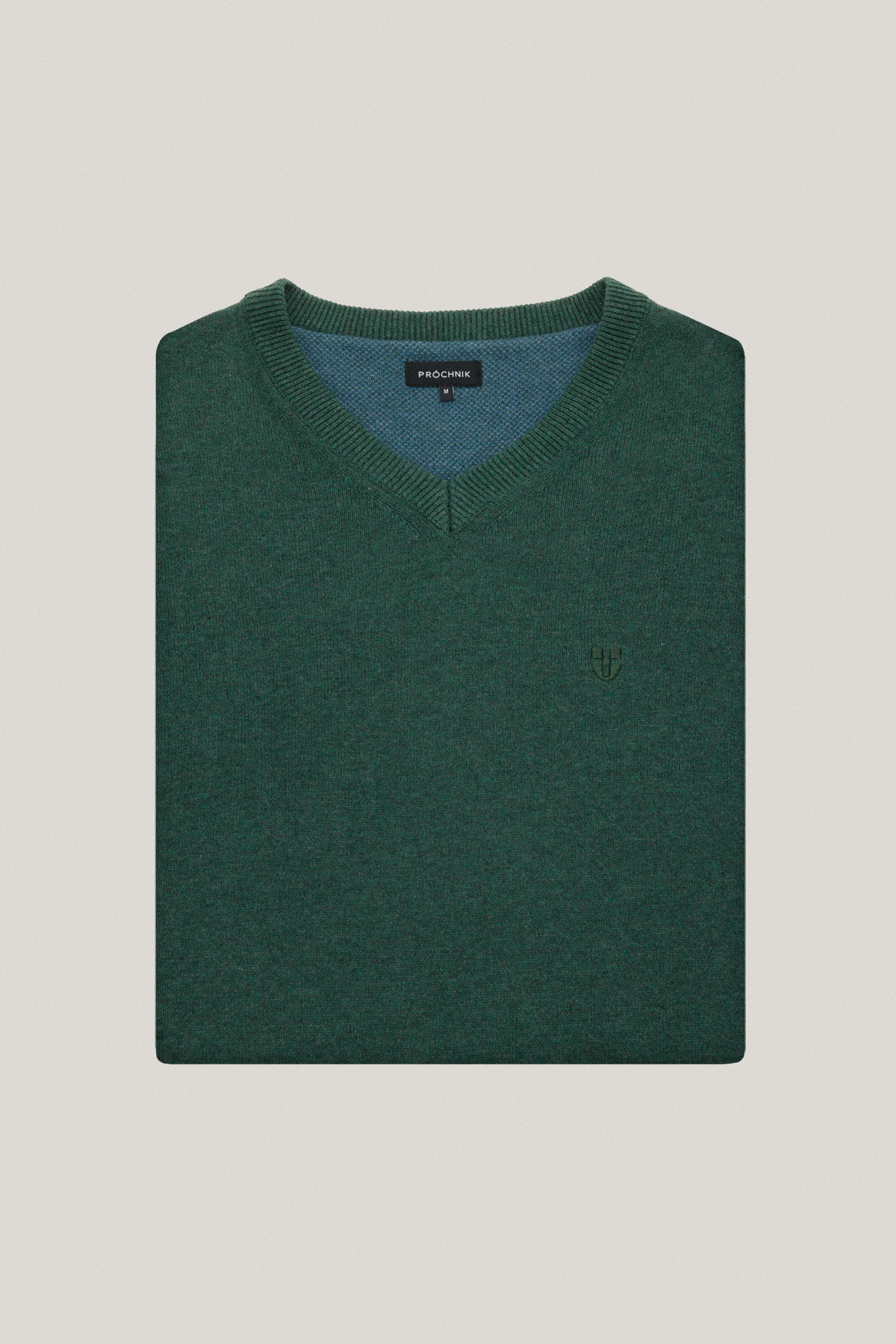 Sweter Zielony Bawełniany V-neck PM2