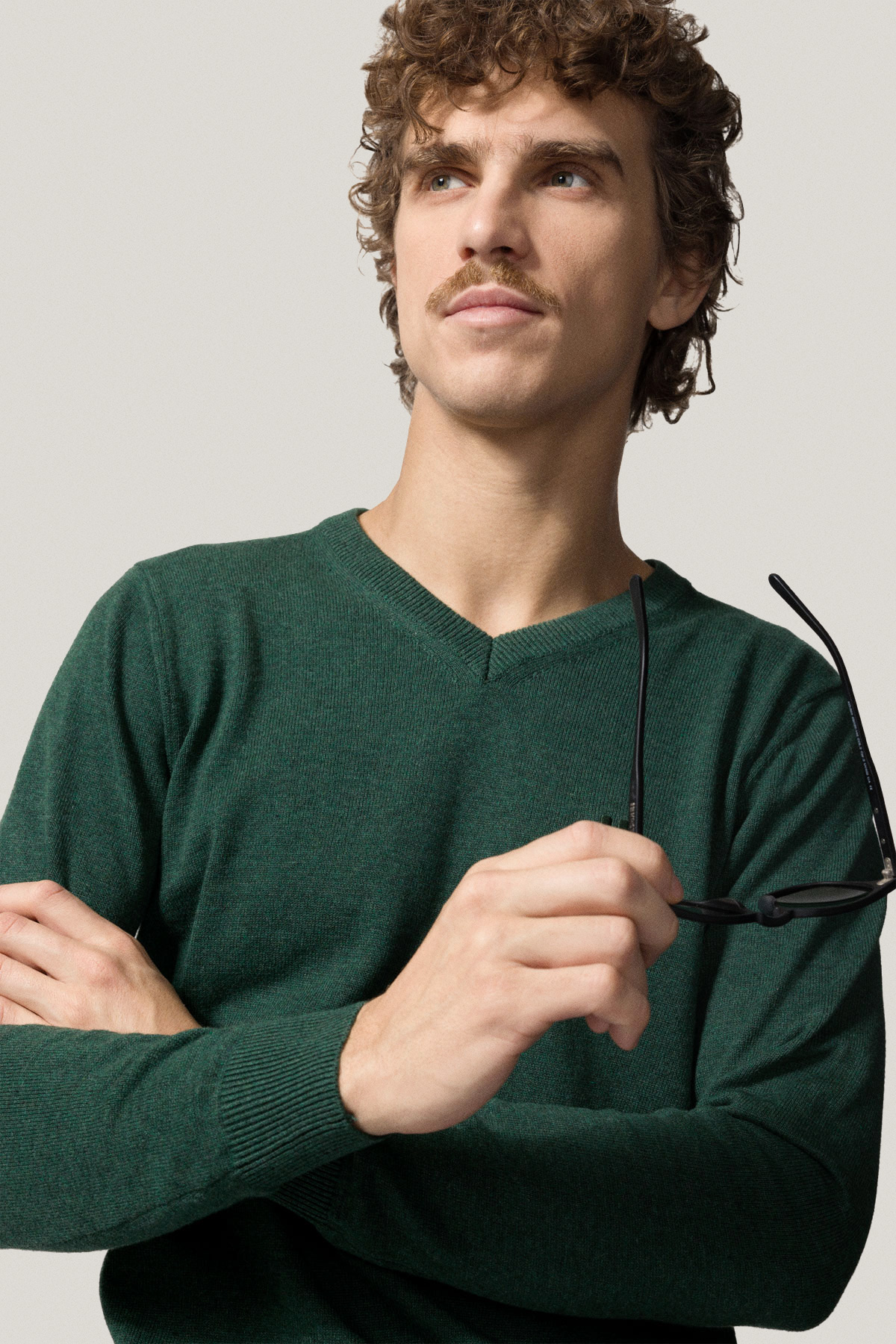 Sweter Zielony Bawełniany V-neck PM2