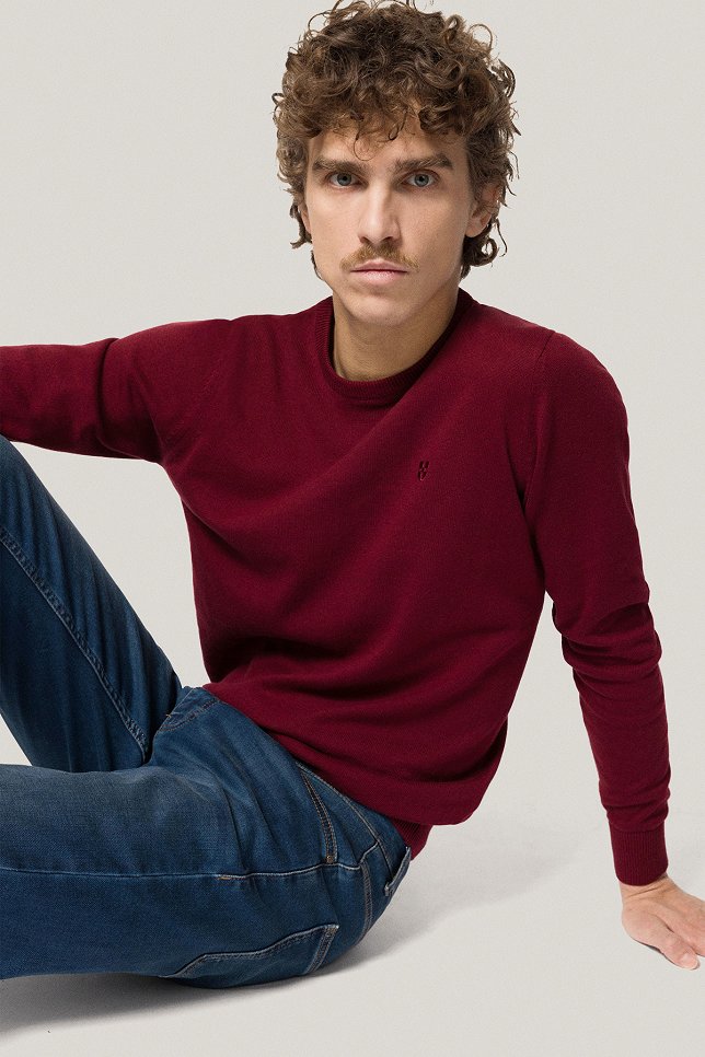 Sweter Bawełniany Bordowy PM3