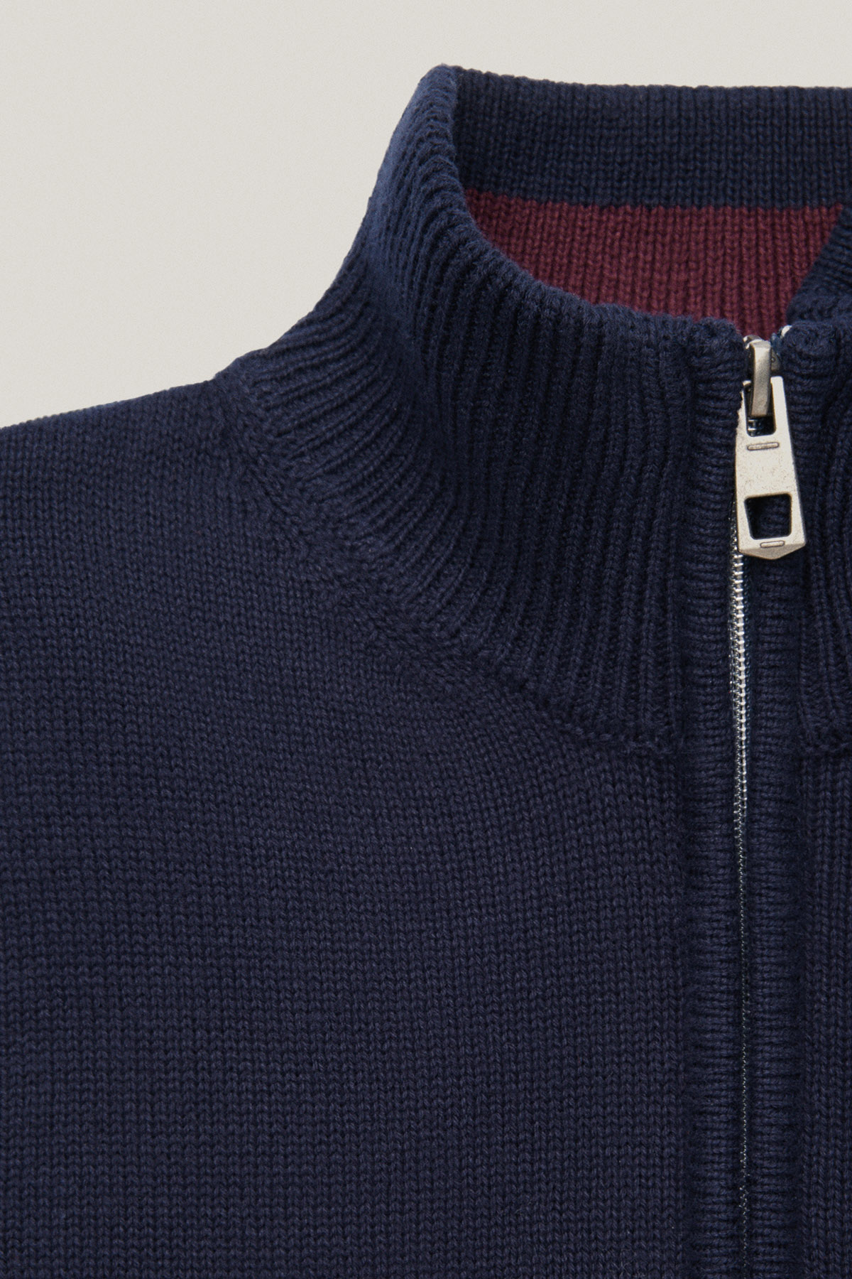 Sweter Rozpinany pod Szyją Ciemnogranatowy z Bawełny PM10