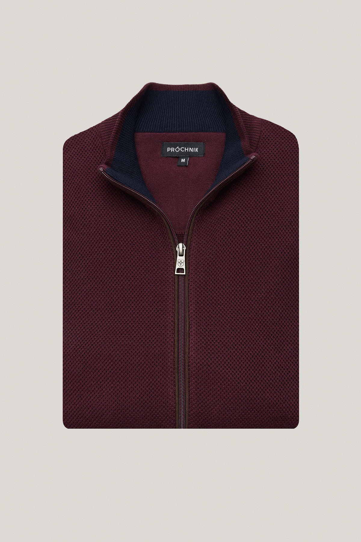 Sweter Rozpinany Bordowy z Bawełny PM11