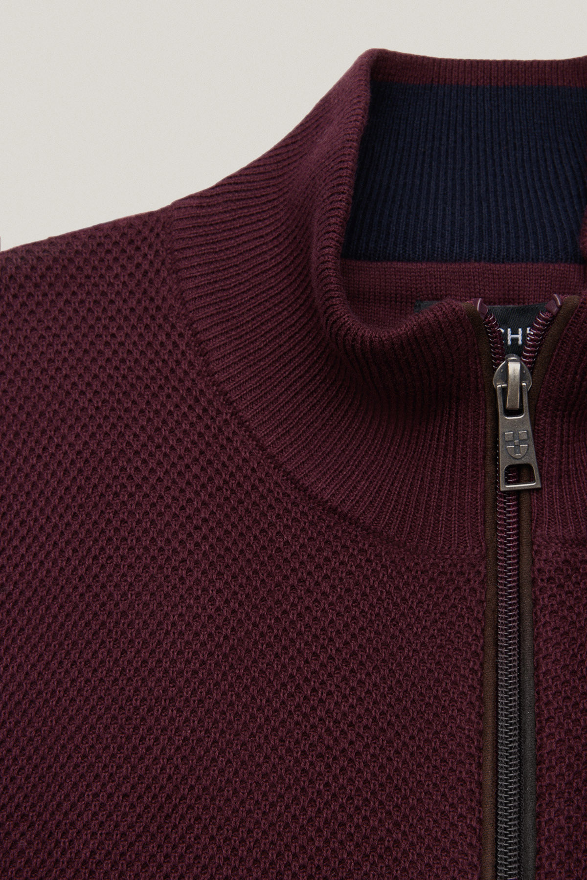 Sweter Rozpinany Bordowy z Bawełny PM11