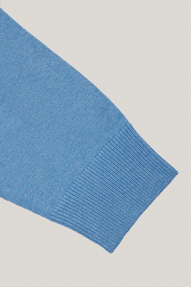 Sweter Błękitny Bawełniany V-neck PM7