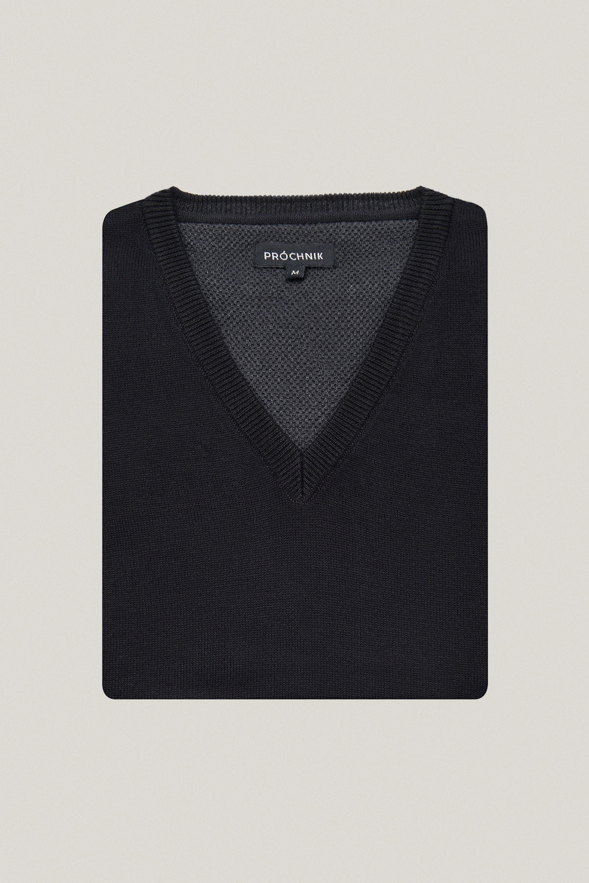 Sweter Czarny Bawełniany V-neck PM7