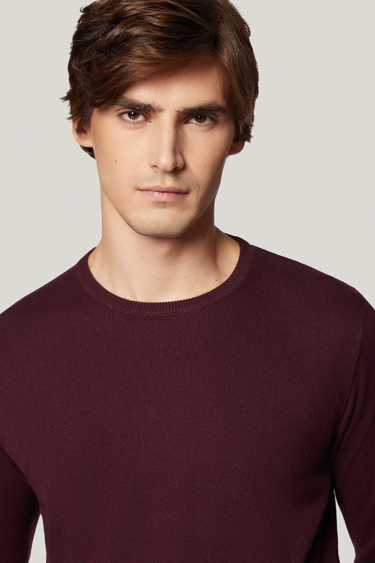 Sweter Ciemnobordowy Bawełniany O-neck PM8