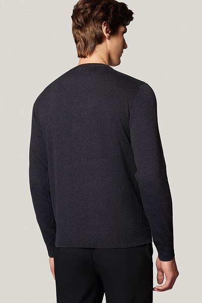 Sweter Ciemnoszary Bawełniany O-neck PM8