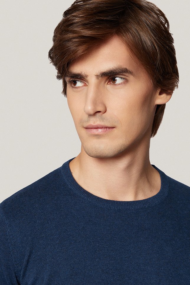 Sweter Granatowy Bawełniany O-neck PM8