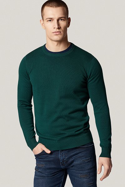 Sweter Zielony Bawełniany O-neck PM5