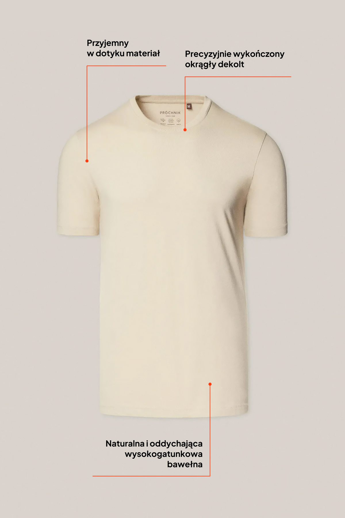 T-shirt Jasnobeżowy Bawełniany PM6