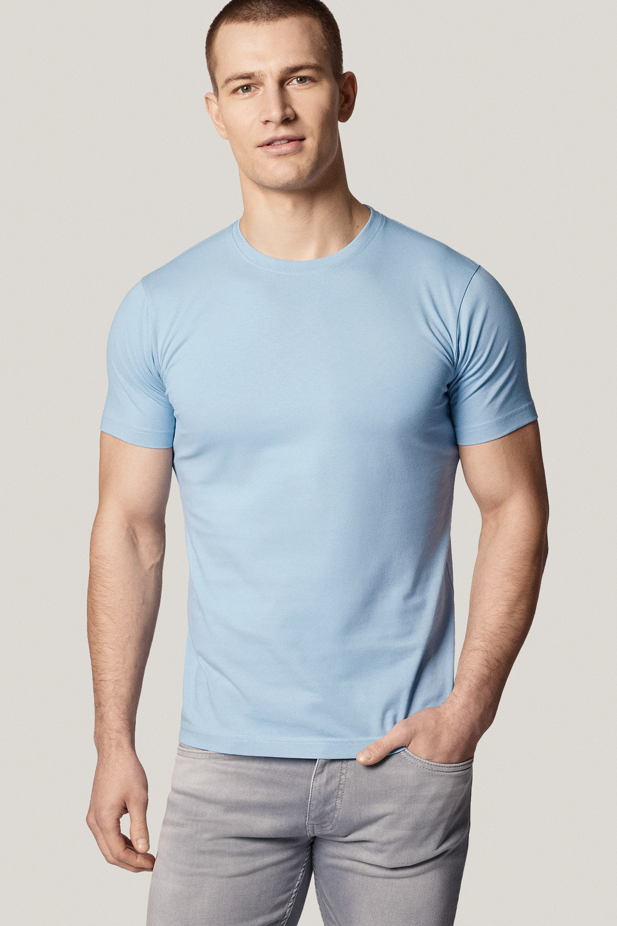 T-shirt Błękitny Bawełniany PM6