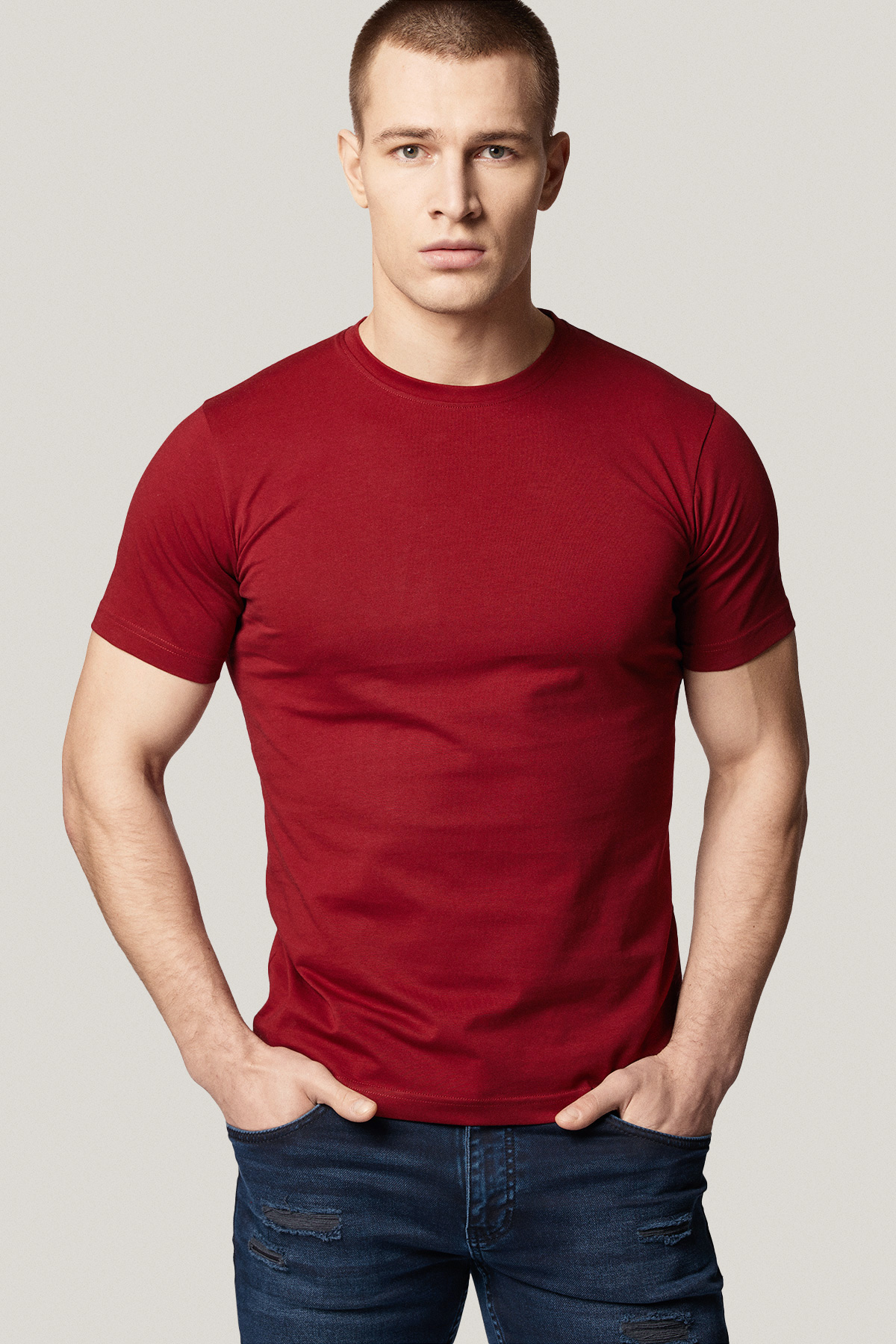 T-shirt Bordowy Bawełniany PM6