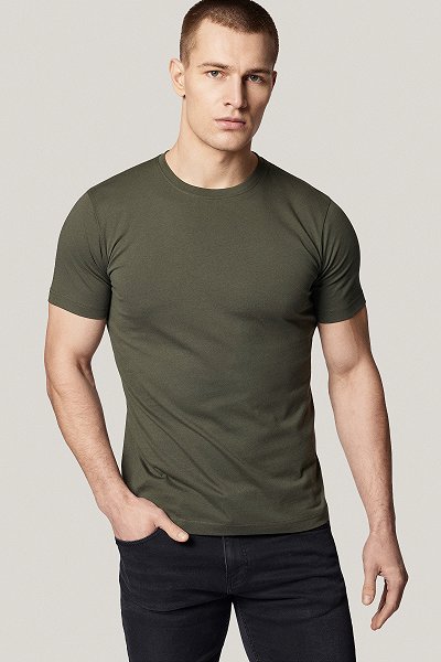 T-shirt Ciemnozielony Bawełniany PM6