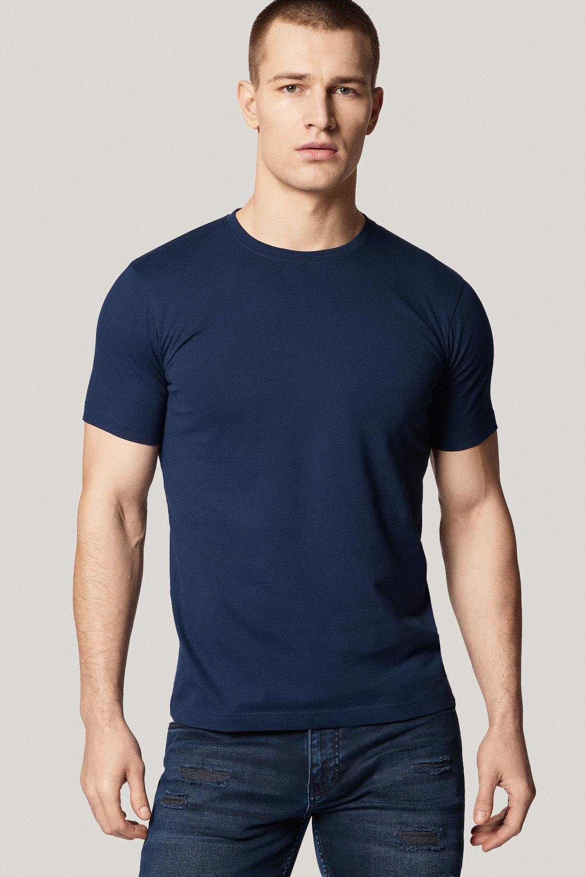 T-shirt Granatowy Bawełniany PM6