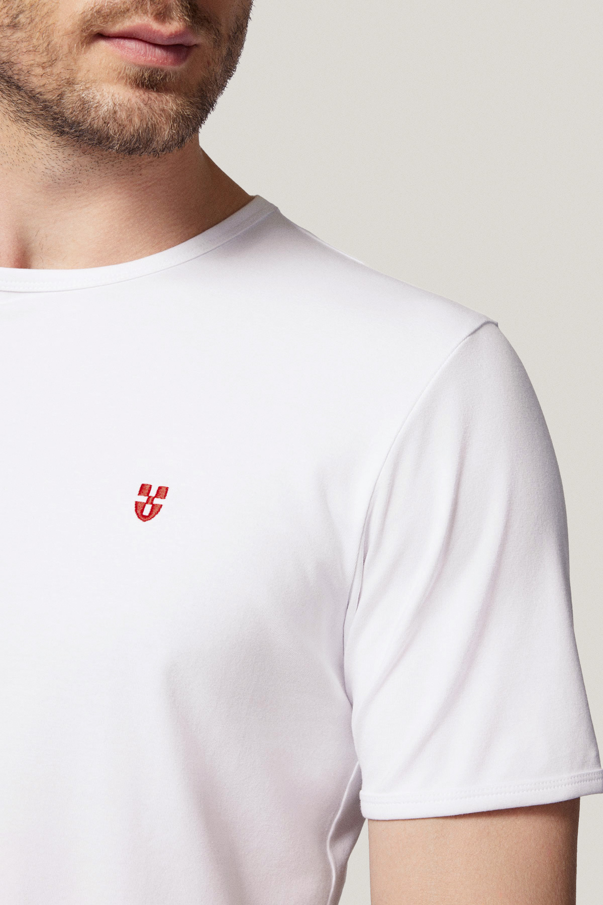 T-shirt Biały z Haftem Bawełniany PM5