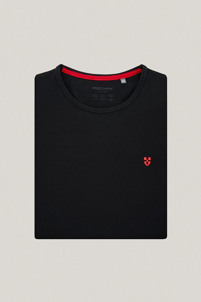 T-shirt Czarny z Haftem Bawełniany PM5