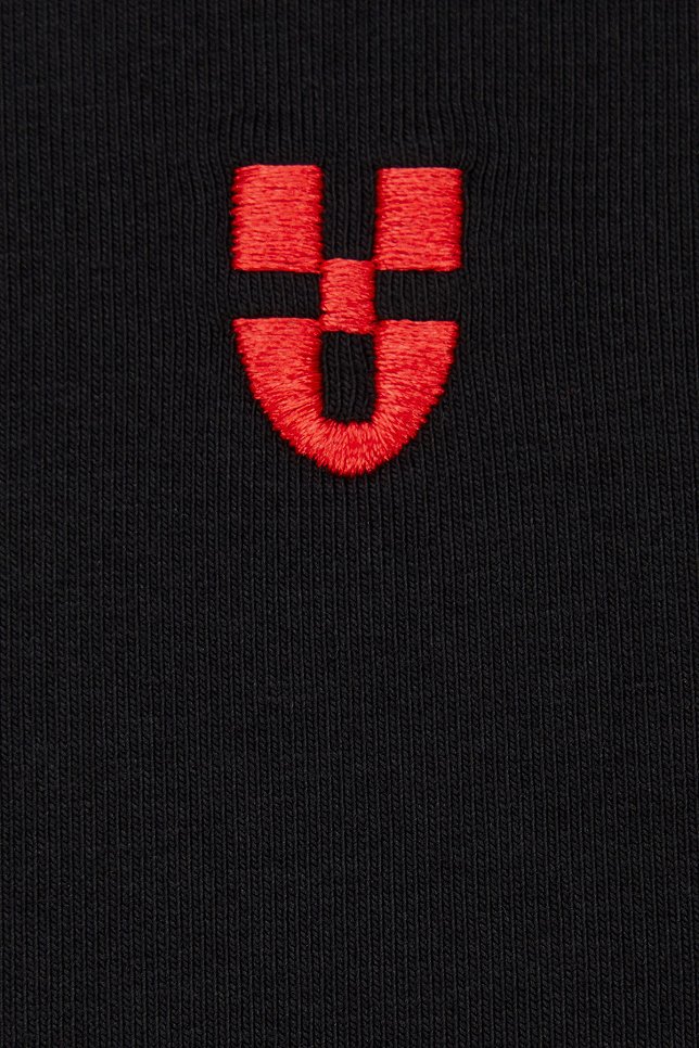 T-shirt Czarny z Haftem Bawełniany PM5