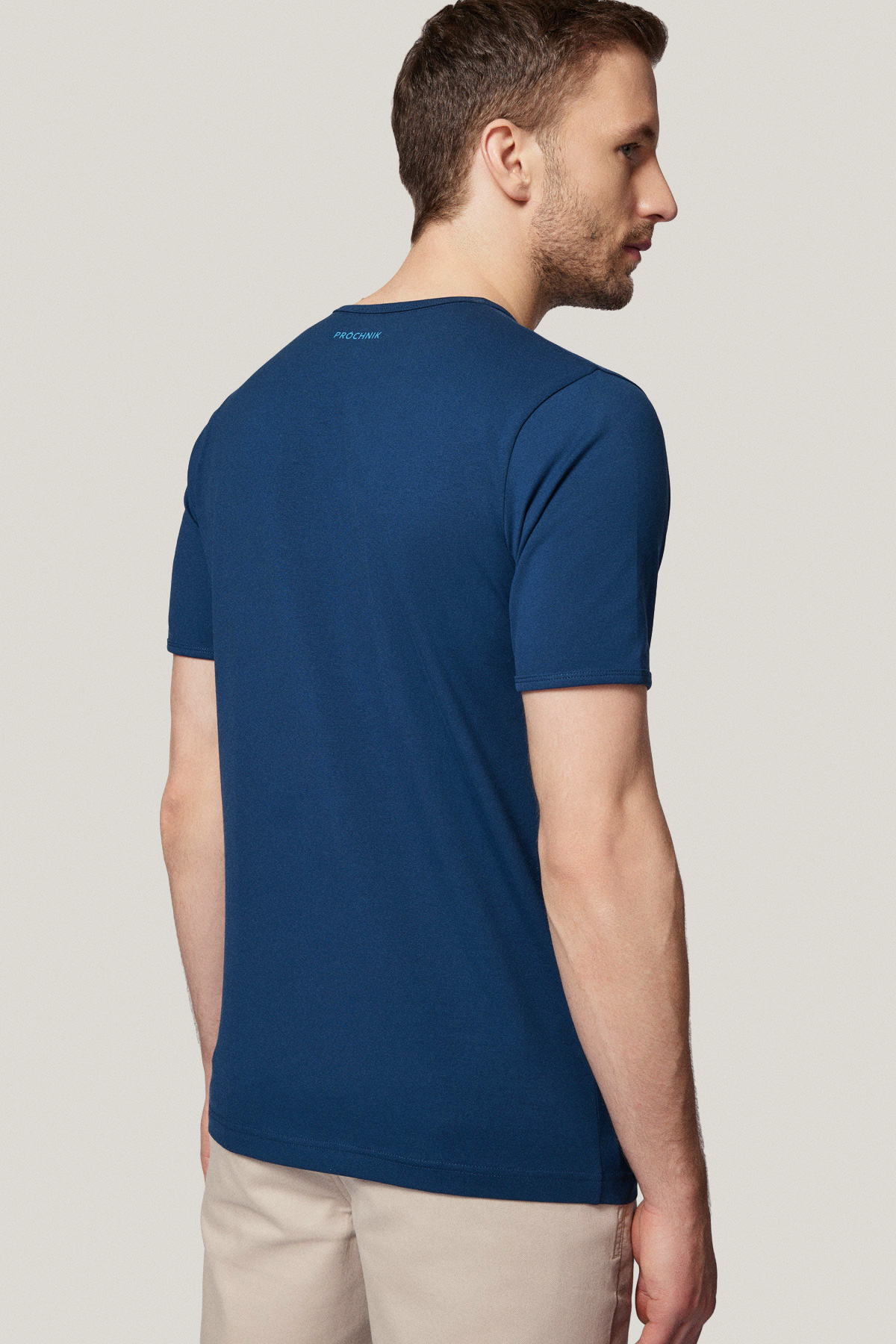 T-shirt Szafirowy z Haftem Bawełniany PM5