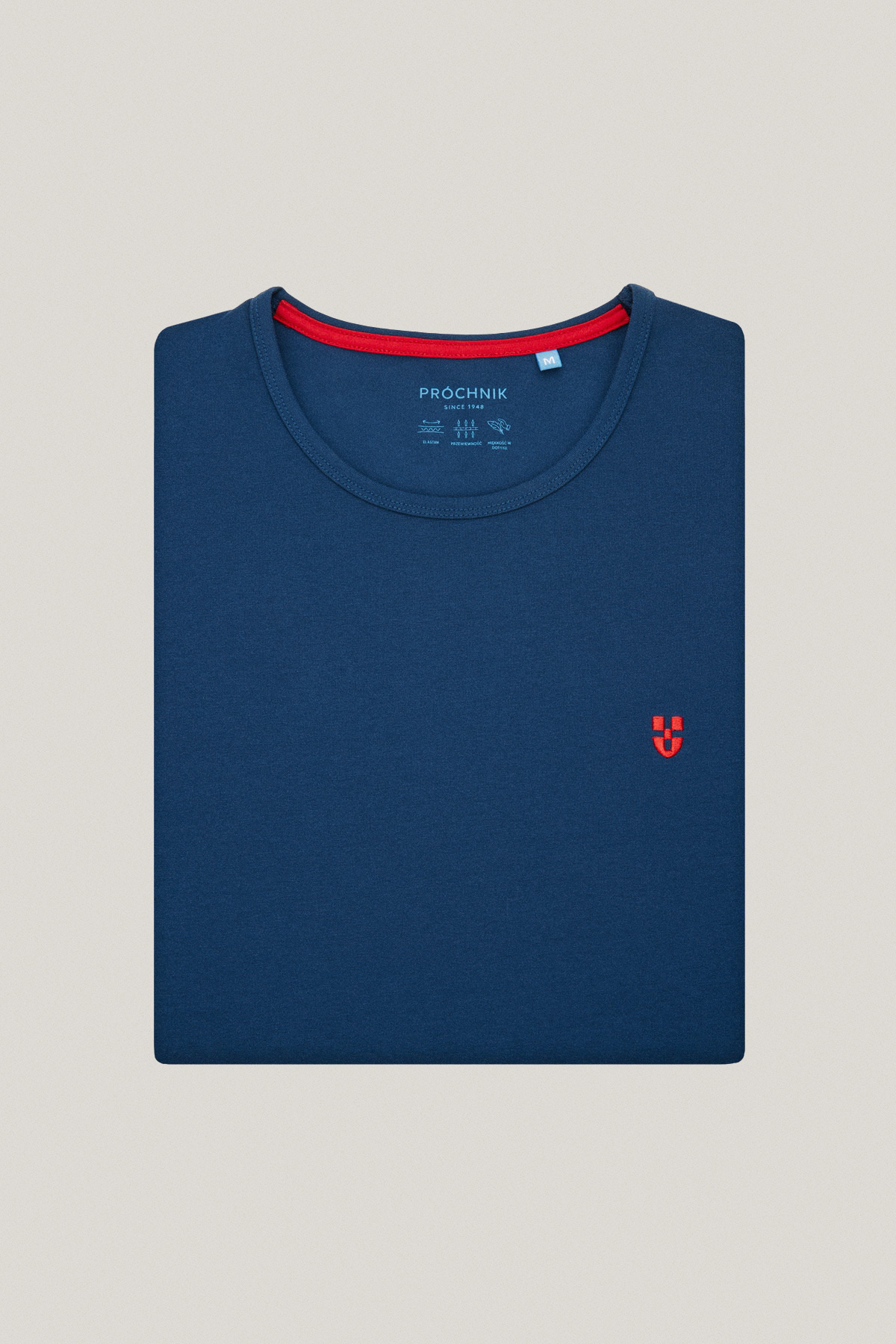 T-shirt Szafirowy z Haftem Bawełniany PM5